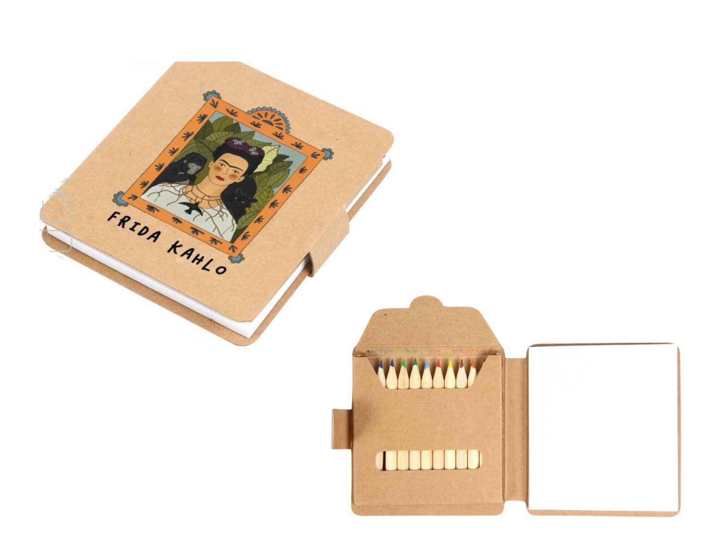 Mini Cuadernito con colores y hojas Frida Kahlo