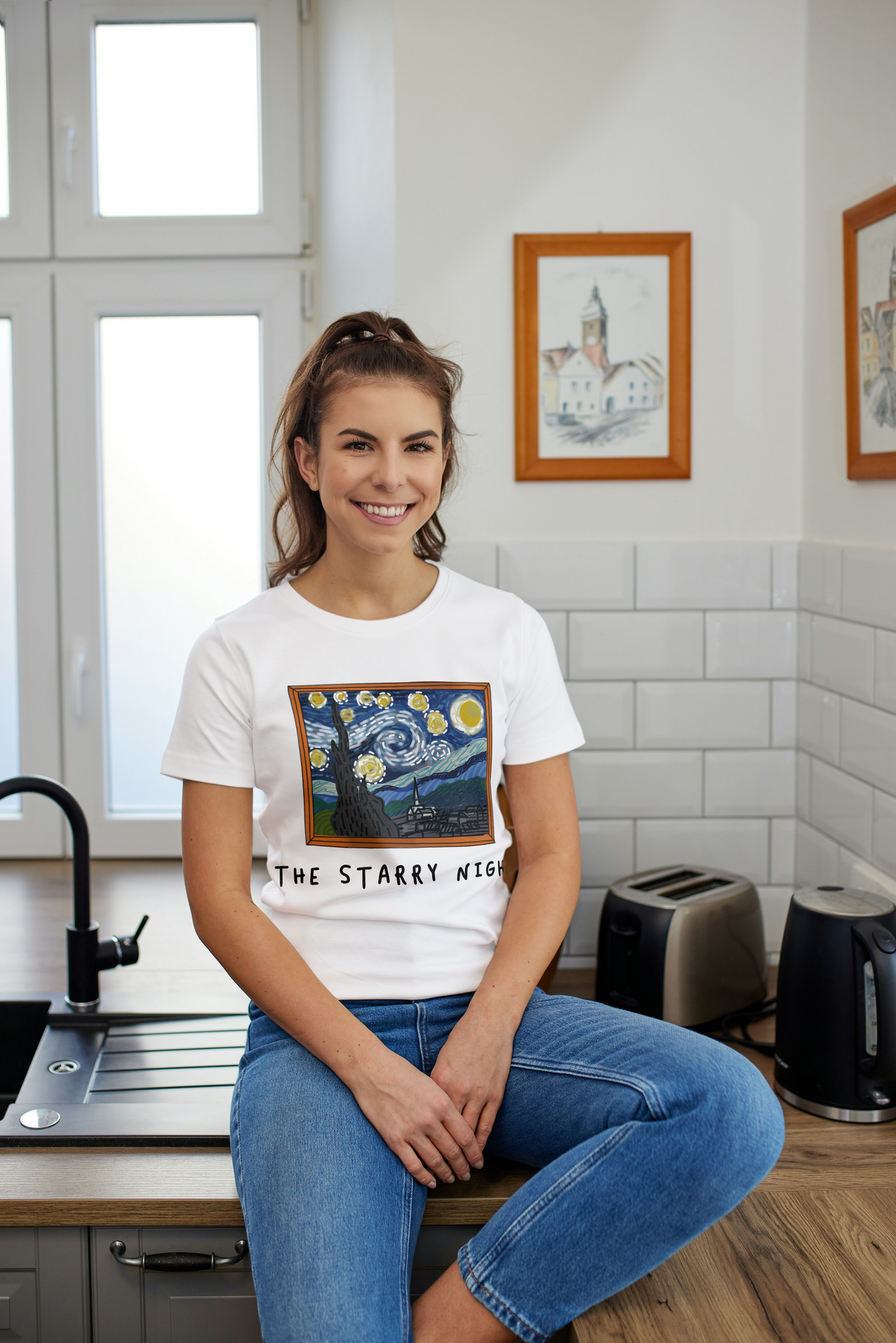 T Shirt La Noche Estrellada Van Gogh Mujer